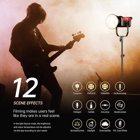 GVM Photography Lighting 300W Bi-Color Studio Lights with 45°Standard Reflector 65700Lux@1m CCT 2700~6800K 12Lighting Scenes App Control LED Video Light in Kuwait
