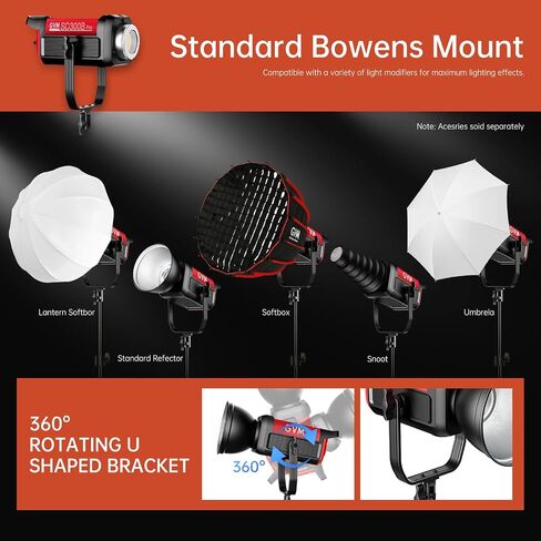 GVM Photography Lighting 300W Bi-Color Studio Lights with 45°Standard Reflector 65700Lux@1m CCT 2700~6800K 12Lighting Scenes App Control LED Video Light in Kuwait