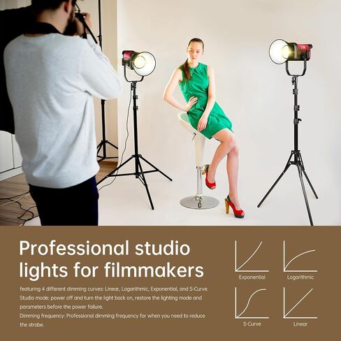 GVM Photography Lighting 300W Bi-Color Studio Lights with 45°Standard Reflector 65700Lux@1m CCT 2700~6800K 12Lighting Scenes App Control LED Video Light in Kuwait