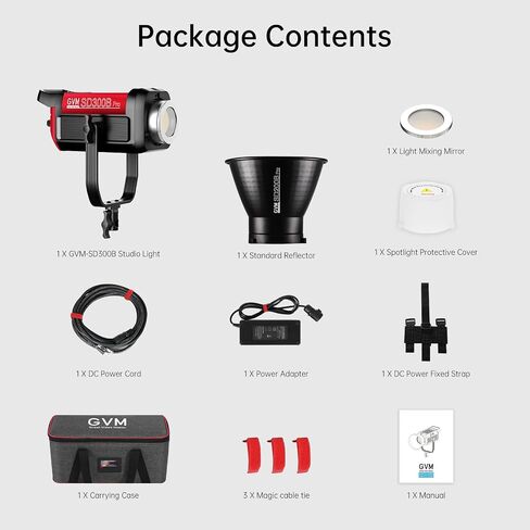 GVM Photography Lighting 300W Bi-Color Studio Lights with 45°Standard Reflector 65700Lux@1m CCT 2700~6800K 12Lighting Scenes App Control LED Video Light in Kuwait