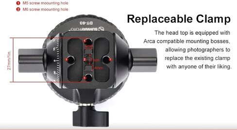 Sunwayfoto DT-03S Arca Compatible 2 Way Tilt Head + 60mm QR Plate for Tripod/Monopod in Kuwait