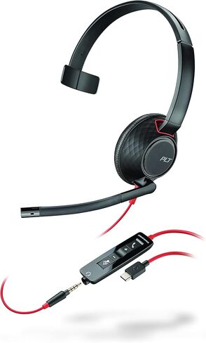 سماعة رأس بلاك واير 5210 USB-C (بلانترونيكس) - سماعة كمبيوتر سلكية، أذن واحدة (أحادية الأذن) مع ميكروفون بوم - USB-C، 3.5 ملم للتوصيل بجهاز الكمبيوتر الشخصي أو جهاز Mac أو الجهاز اللوحي و/أو الهاتف الخلوي in Saudi Arabia