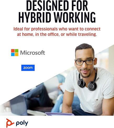 سماعة الرأس اللاسلكية Poly Voyager Focus UC للكمبيوتر وحامل الشحن (Plantronics) - إلغاء الضوضاء النشط (ANC) - توصيل الكمبيوتر الشخصي/Mac/الهاتف المحمول عبر البلوتوث - تعمل مع فرق (معتمدة)، Zoom-Amazon حصريًا in Kuwait