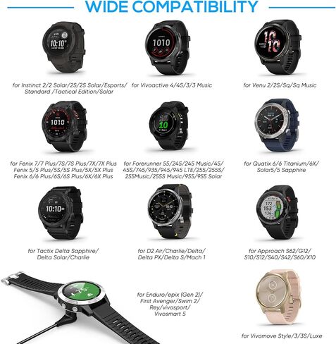 [عبوتان] شاحن مطور لساعة Garmin، كابل شحن USB بطول 3.3 قدم لـ Garmin Instinct، Fenix ​​5|5S|5X|6|6S|6X|7|7S|7X، Forerunner 245|945، Approach S10|S62|G12| S42|S40، فيفو أكتيف 4|4S|3، فينو 2|2S in Kuwait