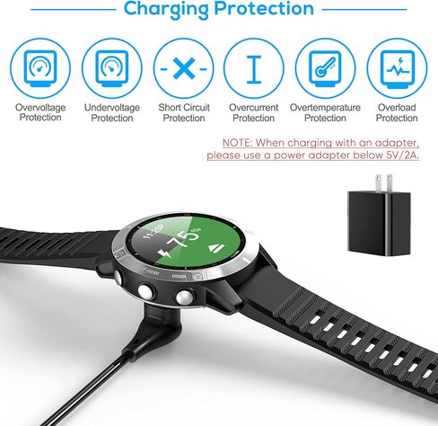 [عبوتان] شاحن مطور لساعة Garmin، كابل شحن USB بطول 3.3 قدم لـ Garmin Instinct، Fenix ​​5|5S|5X|6|6S|6X|7|7S|7X، Forerunner 245|945، Approach S10|S62|G12| S42|S40، فيفو أكتيف 4|4S|3، فينو 2|2S in Kuwait