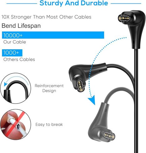 [عبوتان] شاحن مطور لساعة Garmin، كابل شحن USB بطول 3.3 قدم لـ Garmin Instinct، Fenix ​​5|5S|5X|6|6S|6X|7|7S|7X، Forerunner 245|945، Approach S10|S62|G12| S42|S40، فيفو أكتيف 4|4S|3، فينو 2|2S in Kuwait