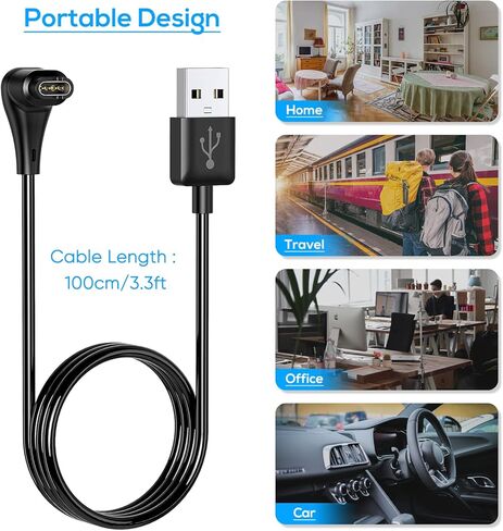 [عبوتان] شاحن مطور لساعة Garmin، كابل شحن USB بطول 3.3 قدم لـ Garmin Instinct، Fenix ​​5|5S|5X|6|6S|6X|7|7S|7X، Forerunner 245|945، Approach S10|S62|G12| S42|S40، فيفو أكتيف 4|4S|3، فينو 2|2S in Kuwait