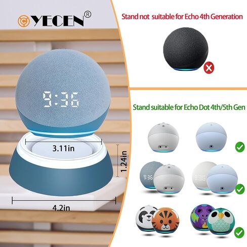 Table Stand for Echo Dot 5th Generation, C YECEN Desktop Holder Mount for Echo Dot 5th & 4th Gen, Base Bracket with Light Guide and with Built-in Cable Management,Twilight Blue in Kuwait