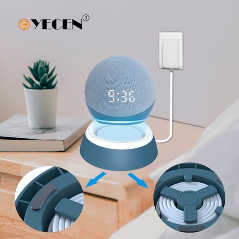 Table Stand for Echo Dot 5th Generation, C YECEN Desktop Holder Mount for Echo Dot 5th & 4th Gen, Base Bracket with Light Guide and with Built-in Cable Management,Twilight Blue in Kuwait
