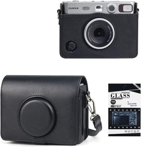 CAIYOULE Camera Case for Fujifilm Instax Mini EVO Instant Film Camera | Protective Camera Case, Crystal Camera Shell for Fujifilm Instax Mini Evo, with Screen Protector, Adjustable Shoulder Strap in Saudi Arabia