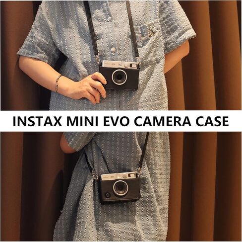 CAIYOULE Camera Case for Fujifilm Instax Mini EVO Instant Film Camera | Protective Camera Case, Crystal Camera Shell for Fujifilm Instax Mini Evo, with Screen Protector, Adjustable Shoulder Strap in Saudi Arabia