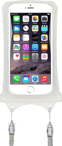 AquaVault Floating Waterproof Phone Pouch Case Universal for iPhone Android | White. Floats and keeps phones and cash dry. Heavy-duty PVC, drop protection, adjustable neck strap. Fits any phone size. in Kuwait