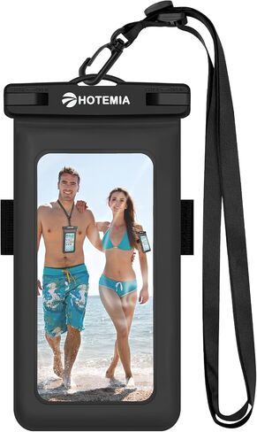 جراب هاتف خلوي مقاوم للماء من HOTEMIA عائم، جراب هاتف عائم مقاوم للماء حقيبة جافة تحت الماء مع حبل للرقبة وحزام ذراع متوافق مع iPhone Samsung Galaxy حتى 7 بوصات (برتقالي عائم) in Saudi Arabia