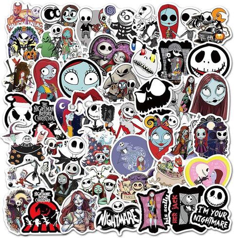 ملصقات نايتمير بيفور كريسماس 50 قطعة، ملصقات لطيفة من الفينيل مقاومة للماء للابتوب وزجاجات المياه والجيتار ولوح التزلج للمراهقين in Kuwait