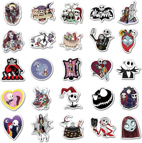 ملصقات نايتمير بيفور كريسماس 50 قطعة، ملصقات لطيفة من الفينيل مقاومة للماء للابتوب وزجاجات المياه والجيتار ولوح التزلج للمراهقين in Kuwait