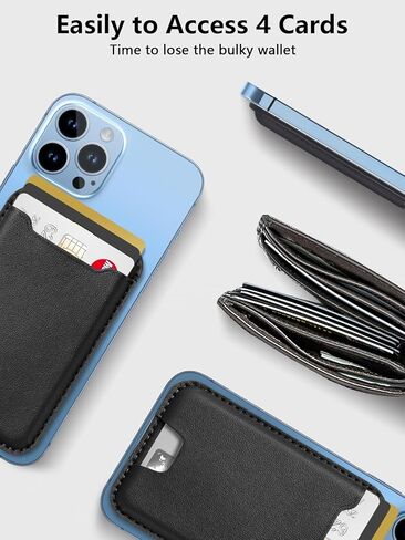 TopMade لمحفظة Magsafe، حامل بطاقة المحفظة المغناطيسية لسلسلة iPhone 15 وiPhone 14/13/12، محفظة هاتف جلدية مغناطيسية مع مغناطيس قوي، حجب RFID لبطاقة الائتمان، تناسب 4 بطاقات، أسود in Kuwait