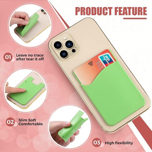Frienda 24 Pcs Phone Card Holder Adhesive Silicone Wallet, Lovely Color | Stick-on Cellphone Credit Card Holder, Back of Phone Sleeve Bulk, Stick on Cellphone Cases, Compatible with Most Smartphone in Kuwait