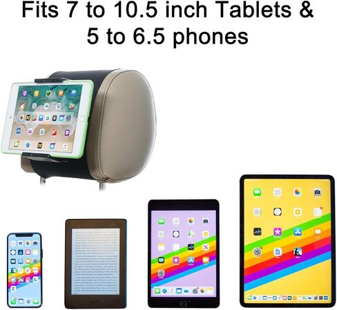 حامل مسند الرأس للسيارة من كينديل، حامل مسند الرأس للسيارة الدوارة من وانبول متوافق مع شاشة Kindle Fire مقاس 7-10 بوصة، أسود in Kuwait