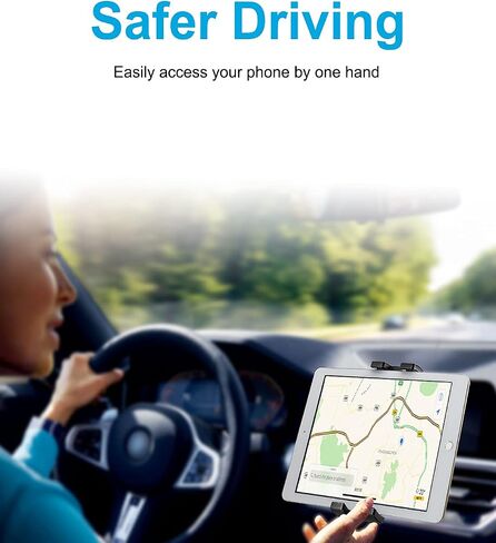حامل الكمبيوتر اللوحي Phichy Car Vent Mount للهواتف مقاس 4.7 بوصة - 12.9 بوصة والآيباد - حامل الكمبيوتر اللوحي بفتحة تهوية للسيارة، مشبك تثبيت فائق الثبات للسيارة متوافق مع iPad Pro/Air/Mini وGalaxy Tabs وiPhone والأجهزة اللوحية in Kuwait