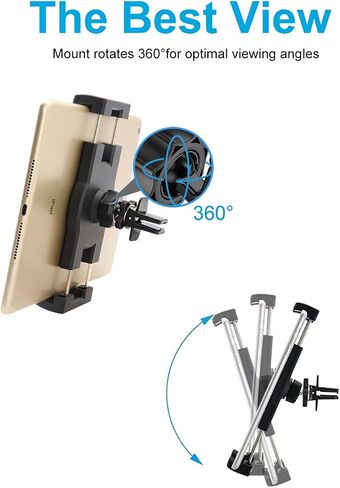 حامل الكمبيوتر اللوحي Phichy Car Vent Mount للهواتف مقاس 4.7 بوصة - 12.9 بوصة والآيباد - حامل الكمبيوتر اللوحي بفتحة تهوية للسيارة، مشبك تثبيت فائق الثبات للسيارة متوافق مع iPad Pro/Air/Mini وGalaxy Tabs وiPhone والأجهزة اللوحية in Kuwait