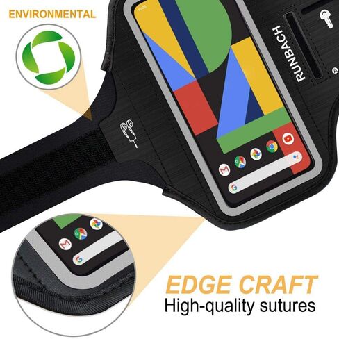 حزام يد للركض من RUNBACH لهاتف Google Pixel 5/4/4a/3/3a، حقيبة رياضية مقاومة للعرق مع حامل لمس/مفتاح وفتحة بطاقة لـ Google Pixel 5/Pixel 4/4a/Pixel 3/3a (أسود) in Kuwait