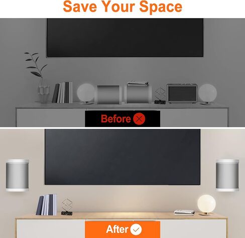 notiela زوج من حامل مكبر الصوت بزاوية قابلة للتعديل على الحائط لـ Sonos One، One SL، حامل سقف Play 1 لـ Sonos One SL حامل حائط أبيض، دعم الجدار والسقف طرق تركيب اختيارية in Kuwait