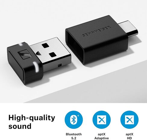 سينهايزر كونسيومر اوديو دونجل بلوتوث 600 من بي تي دي - محول USB-A/USB-C مع ترميز صوت ابت اكس للحصول على صوت مستقر - استمع الى الموسيقى واجراء المكالمات ومشاهدة مقاطع الفيديو in Kuwait