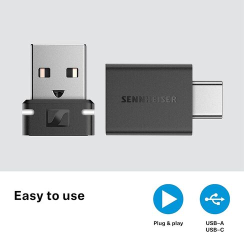 سينهايزر كونسيومر اوديو دونجل بلوتوث 600 من بي تي دي - محول USB-A/USB-C مع ترميز صوت ابت اكس للحصول على صوت مستقر - استمع الى الموسيقى واجراء المكالمات ومشاهدة مقاطع الفيديو in Kuwait