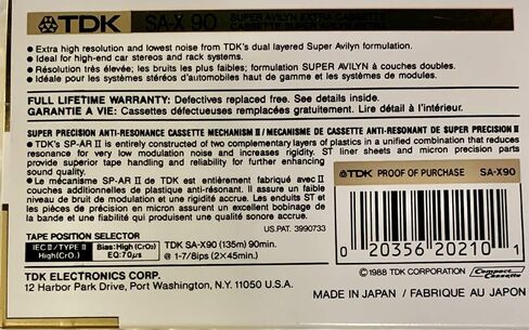 TDK SA-X 90 Minute Blank Cassette Tape in Saudi Arabia