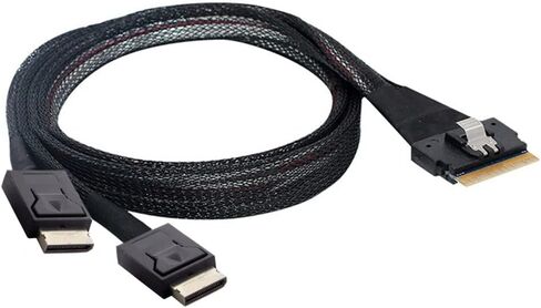 xiwai PCI-E Ultraport Slimline SAS Slim 4.0 SFF-8654 8i 74pin إلى Dual Oculink SFF-8611 كابل 50 سم PCI-Express in Kuwait