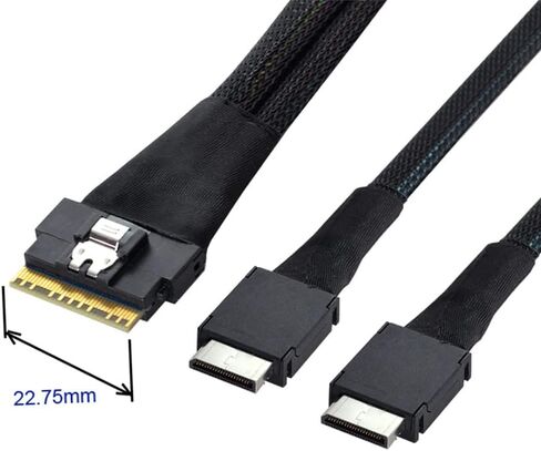 xiwai PCI-E Ultraport Slimline SAS Slim 4.0 SFF-8654 8i 74pin إلى Dual Oculink SFF-8611 كابل 50 سم PCI-Express in Kuwait