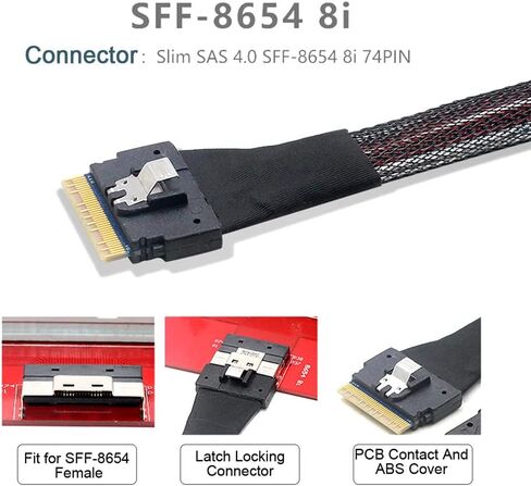 xiwai PCI-E Ultraport Slimline SAS Slim 4.0 SFF-8654 8i 74pin إلى Dual Oculink SFF-8611 كابل 50 سم PCI-Express in Kuwait