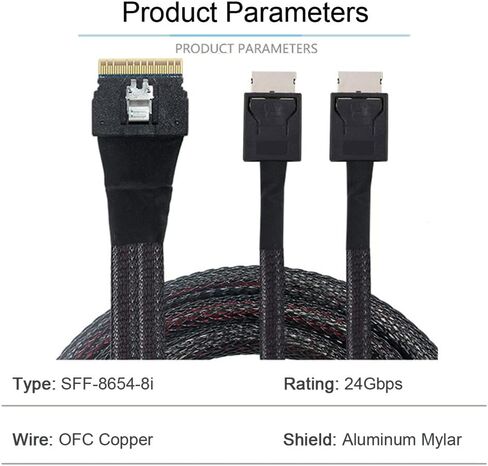 xiwai PCI-E Ultraport Slimline SAS Slim 4.0 SFF-8654 8i 74pin إلى Dual Oculink SFF-8611 كابل 50 سم PCI-Express in Kuwait