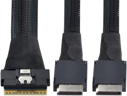 xiwai PCI-E Ultraport Slimline SAS Slim 4.0 SFF-8654 8i 74pin إلى Dual Oculink SFF-8611 كابل 50 سم PCI-Express in Kuwait