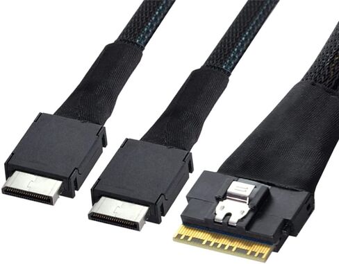 xiwai PCI-E Ultraport Slimline SAS Slim 4.0 SFF-8654 8i 74pin إلى Dual Oculink SFF-8611 كابل 50 سم PCI-Express in Kuwait