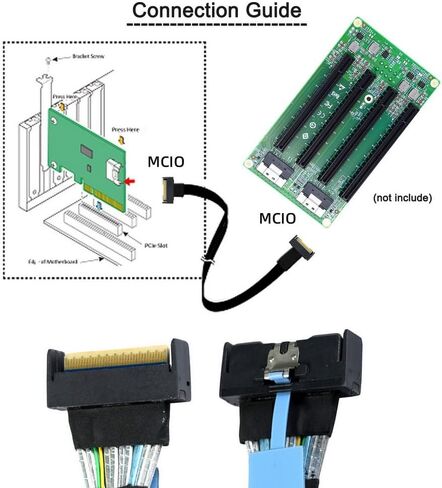 xiwai PCI-E Ultraport Slimline SAS Slim 4.0 SFF-8654 8i 74pin إلى Dual Oculink SFF-8611 كابل 50 سم PCI-Express in Kuwait
