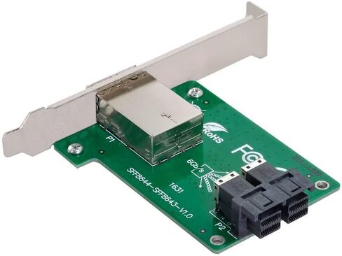 CY Mini SAS HD SFF-8644 to Internal Mini SAS SFF-8087 PCBA Female Adapter Dual Ports with Low Profile Bracket in Kuwait