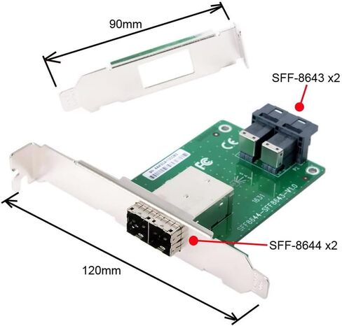 CY Mini SAS HD SFF-8644 to Internal Mini SAS SFF-8087 PCBA Female Adapter Dual Ports with Low Profile Bracket in Kuwait