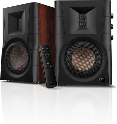 HiVi-Swans D200 Active Bluetooth Powered Bookshelf Speakers - Bluetooth Desk Speakers for TV/Turntable/PC - 5 Inch Near Field HiFi Speakers 260w RMS - Wood Grain in Saudi Arabia