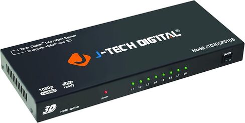 J-Tech Digital 8-Port HDMI v.1.3 Splitter 1x8 Full HD 1080P Certified with 3D [JTD3DSP0108] in Saudi Arabia
