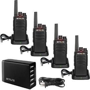 Retevis RT68 Walkie Talkies for Adults, 2 Way Radios Long Range, Hands Free, 1200mAh Battery, Portable Walkie Talkie Rechargeable with USB Charging Base, for Hunting Road Trip Hiking Family (4 Pack)