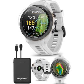 Garmin Approach S70 (Black, 47mm) Golf GPS Smartwatch PlayBetter Bundle | 1.4" AMOLED Touchscreen, 43K+ Courses, Virtual Caddie, Shot Tracking | Includes 5000mAH Portable Charger & Screen Protectors in Saudi Arabia