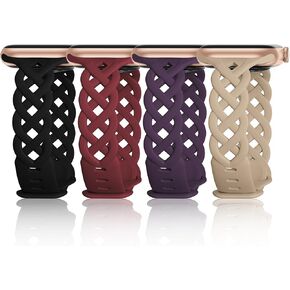 Slim Silicone Bands Compatible with Apple Watch Band 40mm 38mm 41mm 44mm 45mm 46mm 49mm 42mm Women Floral Breathable Braided Lace Thin Sport Strap Replacement Wristbands iWatch SE Series 11 10 9 8 7 6 5 4 3 ultra 2 in Saudi Arabia