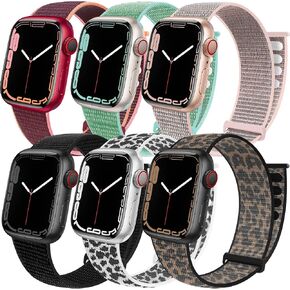 6 Pack Sport Loop Band Compatible with Apple Watch 38mm 40mm 41mm 42mm 44mm 45mm 46mm 49mm for iWatch Ultra Series 11 10 9 8 7 6 5 SE 4 3 2 1 Strap Nylon Women Men Stretchy Braided Wristband Breathable in Kuwait