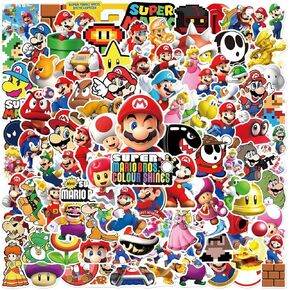 ملصقات ماريو 100 قطعة، ملصقات كرتونية رائعة بتصميم لعبة ماريو بروس للاولاد والاطفال، ملصق فينيل مقاوم للماء لزجاجة المياه واللابتوب ولوح التزلج والجيتار والدراجة والجوال وشنطة السفر والكمبيوتر in Kuwait