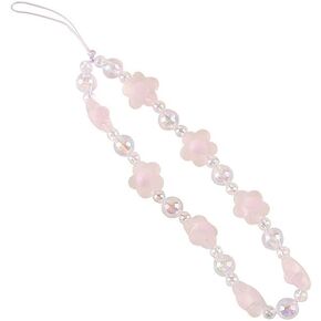tenghong2021 Boho Cute Phone Charm Chain Strap Beaded Phone Keychain Butterfly Flower Pearl Phone Lanyard for Women Girls