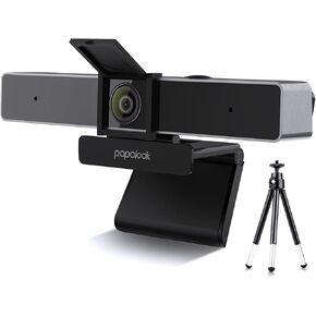 papalook 2022 2K Ultra HD Zoomable Webcam with Dual Microphone, Fixed Focus Web Camera with Tripod and Privacy Cover, 90° Wide-Angle View for Desktop/Laptop/Mac, Work with Skype/Zoom/WebEx/Lync in Kuwait