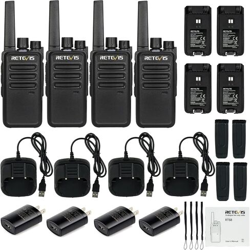 Retevis RT68 Walkie Talkies for Adults, Portable FRS Two-Way Radio (4 Pack) | Splash-Proof & Weather-Resistant, Powerful 500mW Speaker, 1200mAh Battery, Ready to Use, License-Free, USB-C Charging in Kuwait