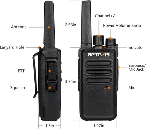 Retevis RT68 Walkie Talkies for Adults, Portable FRS Two-Way Radio (4 Pack) | Splash-Proof & Weather-Resistant, Powerful 500mW Speaker, 1200mAh Battery, Ready to Use, License-Free, USB-C Charging in Kuwait