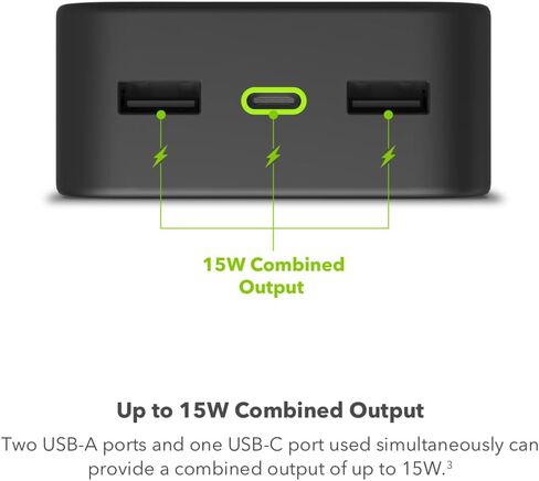 بنك الطاقة mophie Powerstation XL 2023-20,000 مللي أمبير في الساعة، بطارية داخلية كبيرة، (2) منافذ USB-A و(1) منفذ إدخال/إخراج شحن سريع USB-C PD بقدرة 20 وات، مناسب للسفر in Saudi Arabia